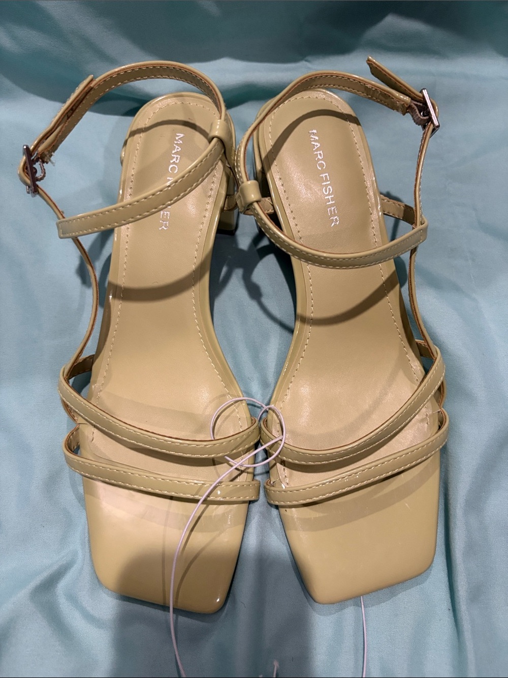 Marc Fisher Neutral Beige Double-Strap Square-Toe Sandal